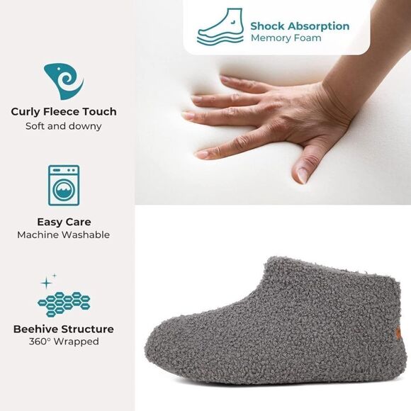 HomeTop Size 10 one piece curly fur memory foam indoor bootie slipper - Picture 13 of 15